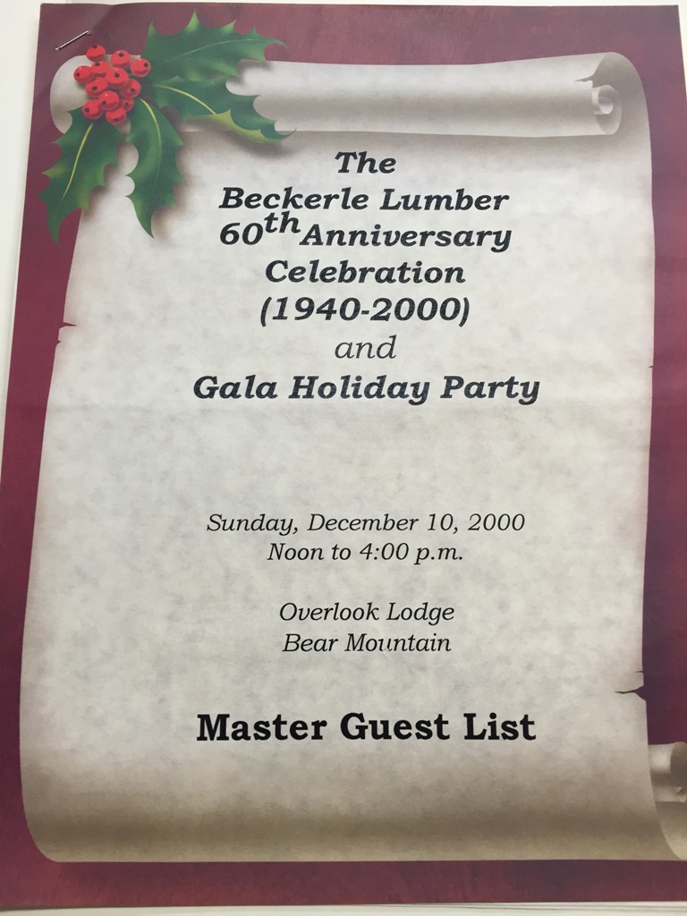 Beckerle lumber - Bear Mt Overlook Lodge 
                                  60th Anniversary 
                                    