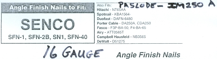 Paslode 16 Gauge Angled Brad Nail Cross Reference