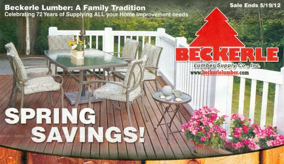 Beckerle Lumber - Lumber ONE with Savings
                        Our Spring Circular is Out.
                      Come in and Save
                        Ending 5-19-12