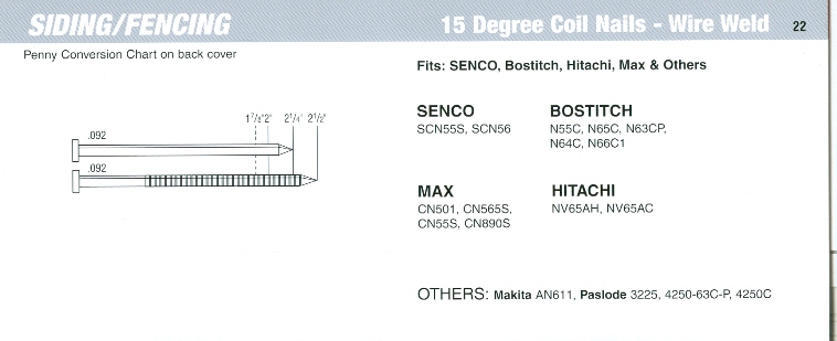 SENCO Coil Nailer Cross Reference