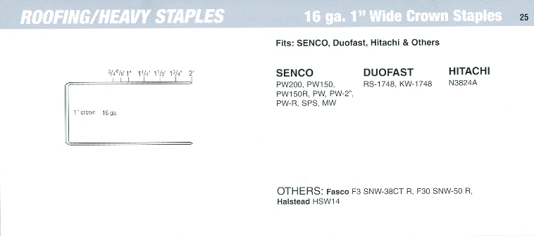 SENCO Roofing Stapler Cross Reference