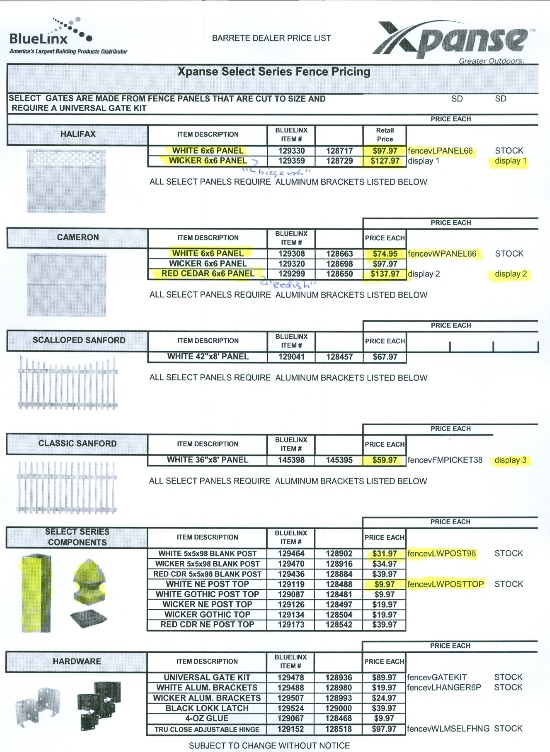 Select Series Fence Pricing 
Time for A Outdoor Makeover? Beckerle Lumber is your Outdoor Restore Store.
          Select Series Pricing