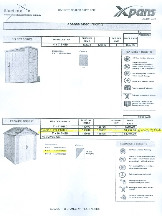 Shed Pricing 
Time for A Outdoor Makeover? Beckerle Lumber is your Outdoor Restore Store.
          Shed Pricing